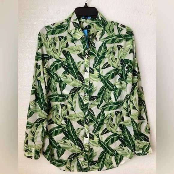 J. Mcglaughlin Lois Blouse Tropical Leaves Size Small EUC - Picture 1 of 9